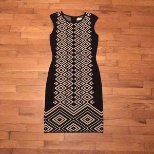 Calvin Klein S Cream Black Bodycon Dress
